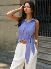 Striped Tie-Waist Crop Top